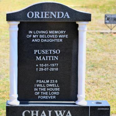 ORIENDA CHALWA Pusetso Maitin 1977-2010