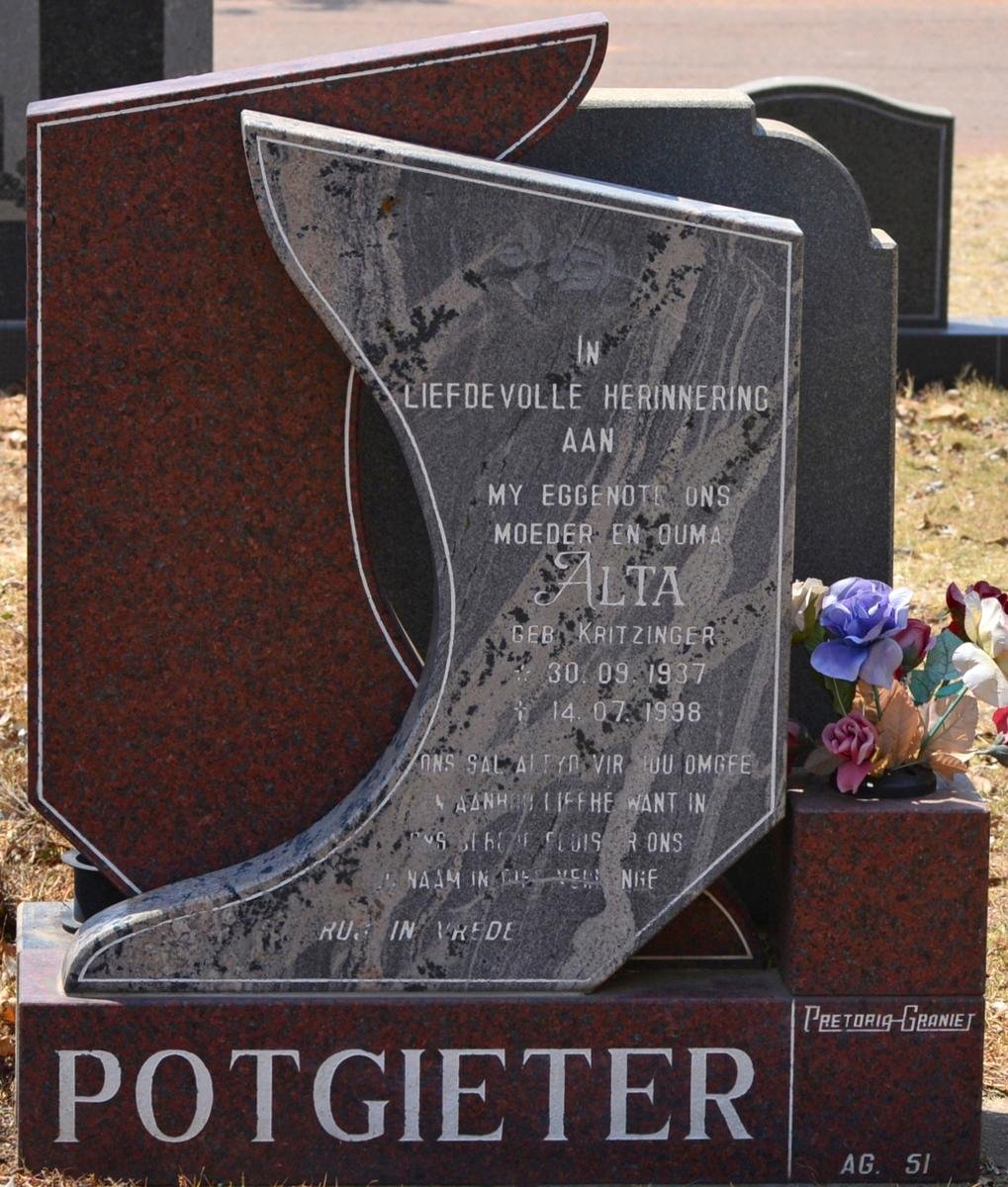 POTGIETER Alta nee KRITZINGER 1937-1998