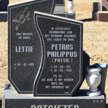POTGIETER Petrus Philippus 1917-1996 &amp; Lettie 1919-