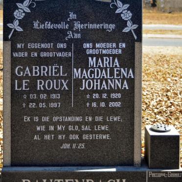 RAUTENBACH Gabriël Le Roux 1913-1997 &amp; Maria Magdalena Johanna 1920-2002