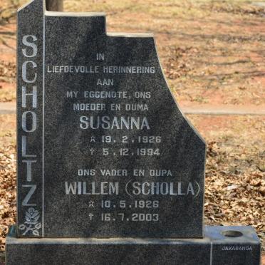 SCHOLTZ Willem 1926-2003 &amp; Susanna 1926-1994
