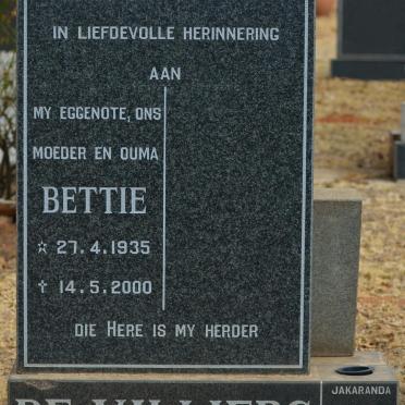 VILLIERS Bettie, de 1935-2000