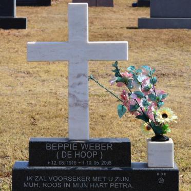 WEBER Elisabeth nee DE HOOP 1916-2008