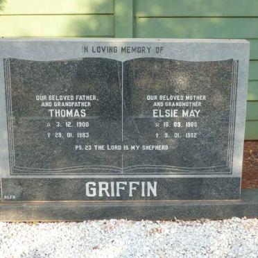 GRIFFIN Thomas 1900-1983 &amp; Elsie May 1908-1982