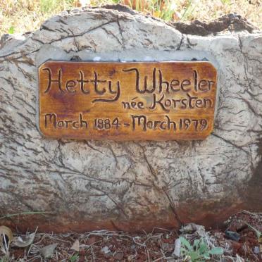 WHEELER Hetty nee KORSTEN 1884-1979