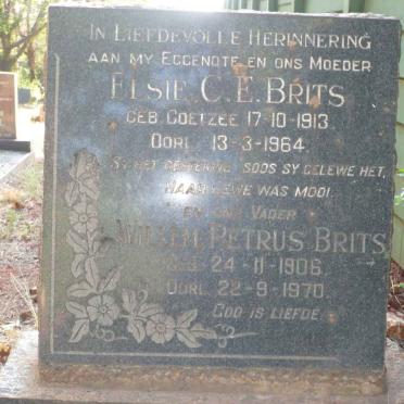 BRITS Willem Petrus 1906-1970 &amp; Elsie C.E. COETZEE 1913-1964