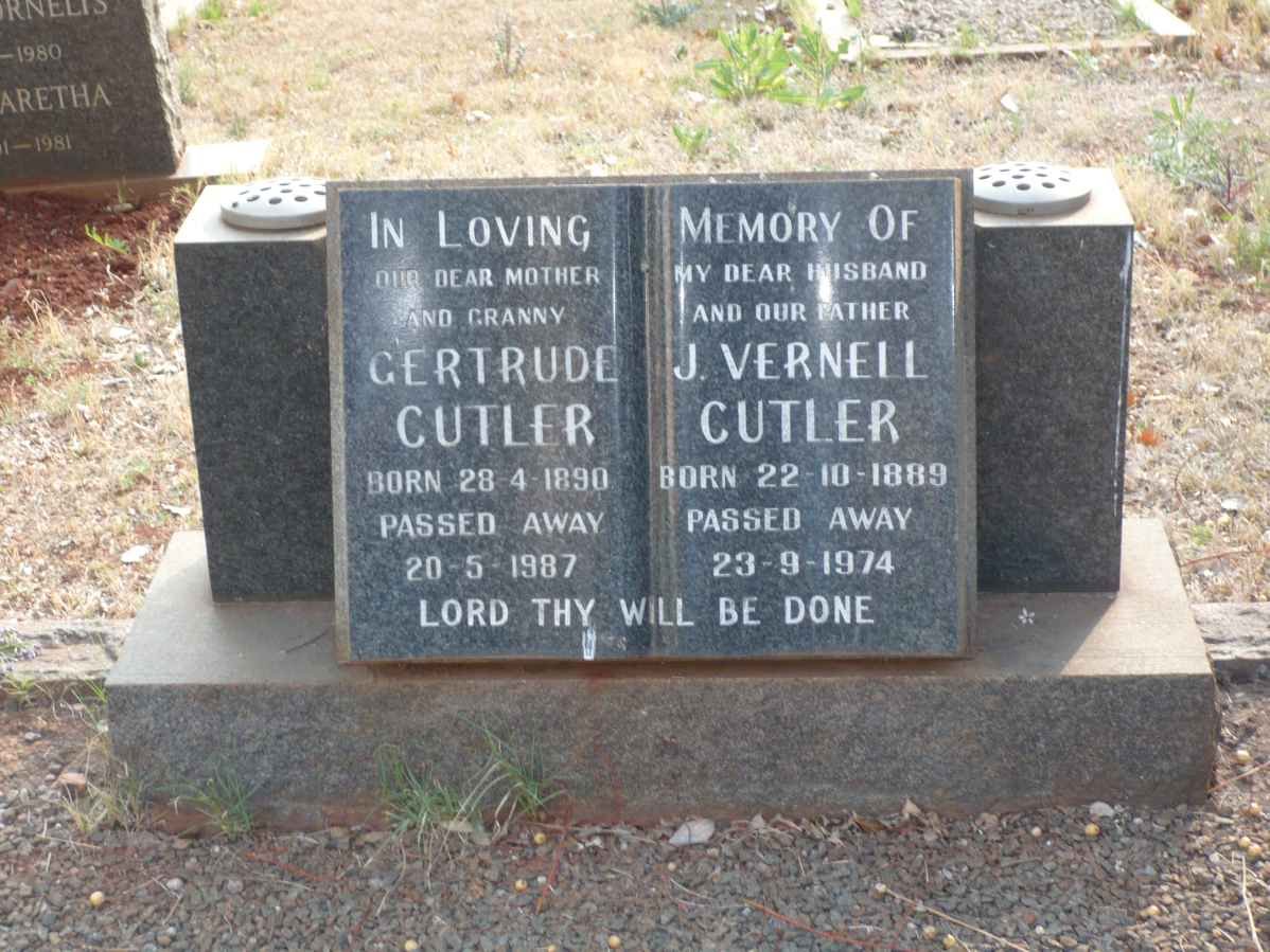 CUTLER J. Vernell 1889-1974 & Gertrude 1890-1987