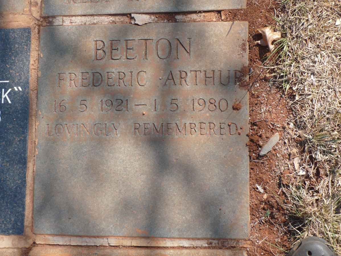 BEETON Frederic Arthur 1921-1980