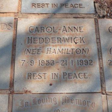 HEDDERWICK Carol-Anne nee HAMILTON 1953-1992
