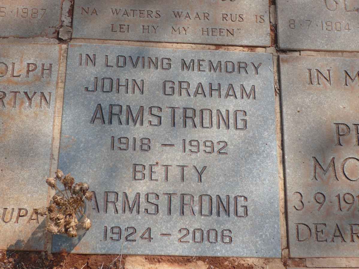 ARMSTRONG John Graham 1918-1992 &amp; Betty 1924-2006