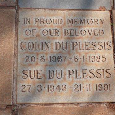 PLESSIS Colin, du 1967-1985 :: DU PLESSIS Sue 1943-1991