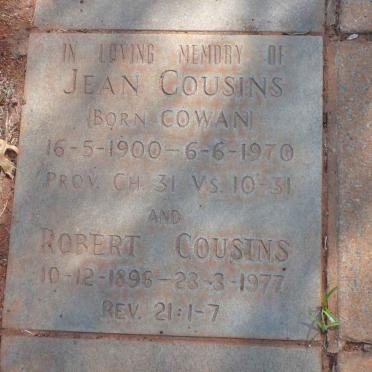 COUSINS Robert 1896-1977 &amp; Jean COWAN 1900-1970