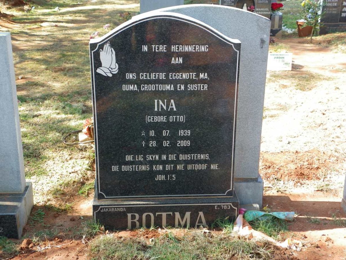 BOTHMA Ina nee OTTO 1939-2009