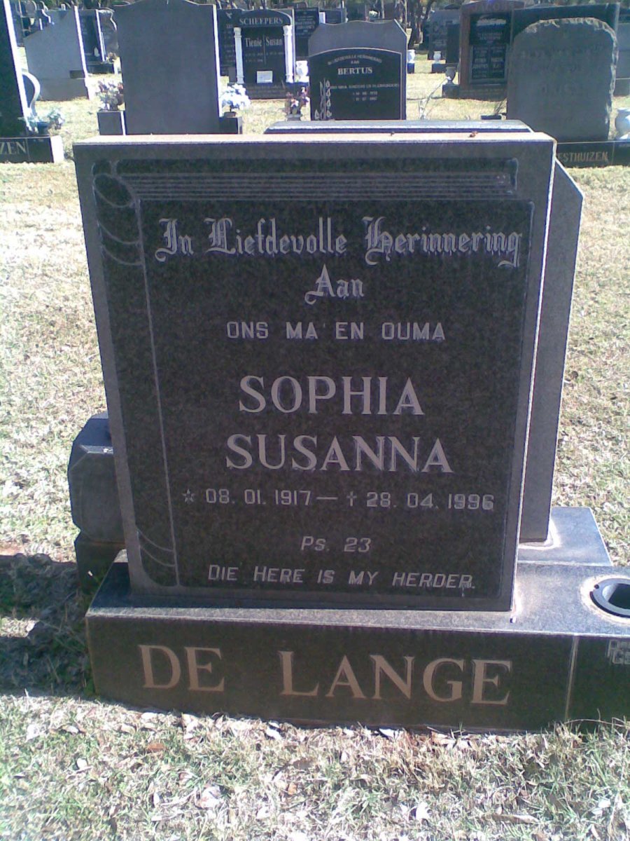 LANGE Sophia Susanna, de 1917-1996