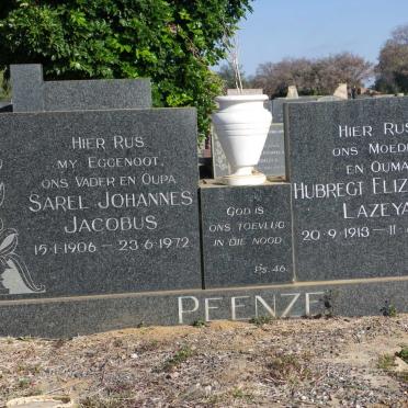 PEENZE Sarel Johannes Jacobus 1906-1972 &amp; Hubregt Elizabetha Lazeya 1913-1997