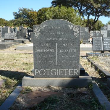 POTGIETER Jan Christoffel 1915-1986 &amp; Maria Elizabeth 1917-1985