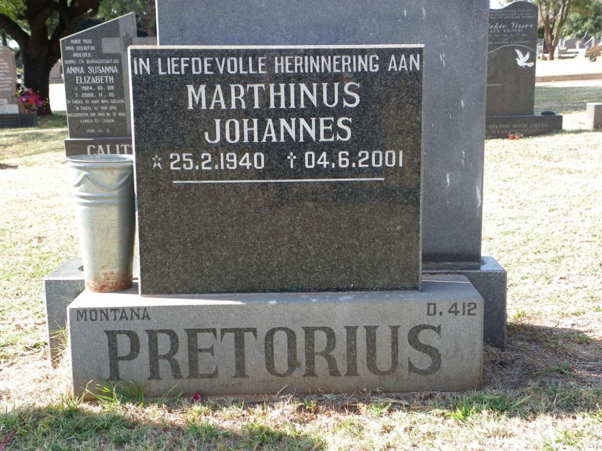 PRETORIUS Marthinus Johannes 1940-2001