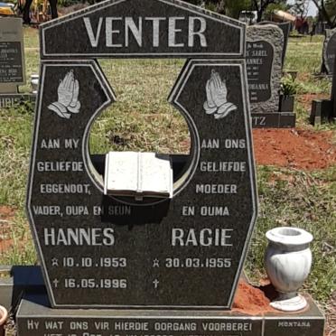 VENTER Hannes 1953-1996 &amp; Ragie 1955-
