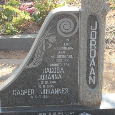 JORDAAN  Casper Johannes 1921-  &amp; Jacoba Johanna 1916-1985