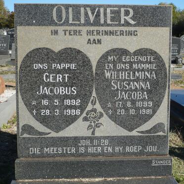 OLIVIER Gert Jacobus 1892-1986 &amp; Wilhelmina Susanna Jacoba 1899-1981