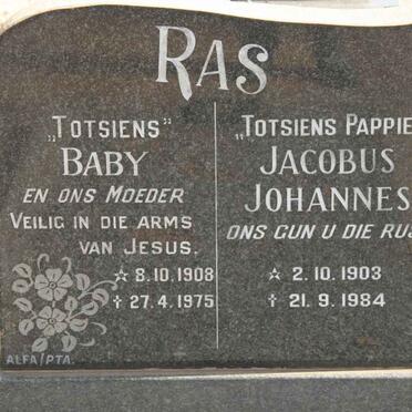 RAS Jacobus Johannes 1903-1984 &amp; Baby 1908-1975