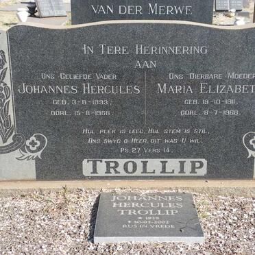 TROLLIP Johannes Hercules 1893-1968 &amp; Maria Elizabeth 1911-1968 :: TROLLIP Johannes Hercules 1938-2002