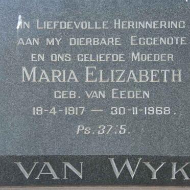 WYK Maria Elizabeth, van nee VAN EEDEN 1917-1968