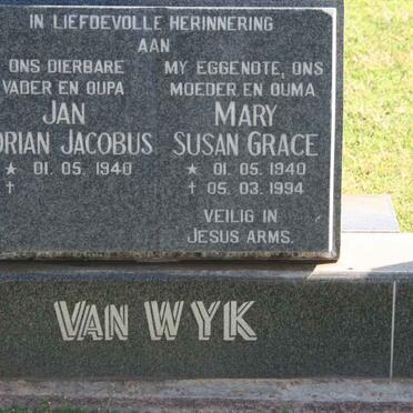 WYK Jan Adriaan Jacobus, van 1940- &amp; Mary Susan Grace 1940-1994