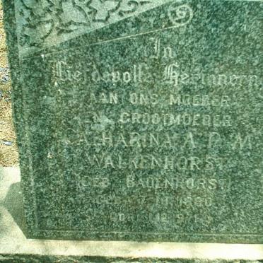 WALKENHORST Catharina A.P.M. neé BADENHORST 1880-?