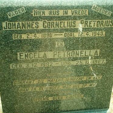 PRETORIUS Johannes Cornelius 1890-1943 &amp; Engela Petronella 1892-1967