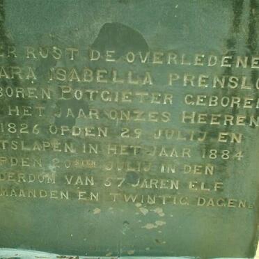 PRENSLOO Clara Isabella nee POTGIETER 1826-1884