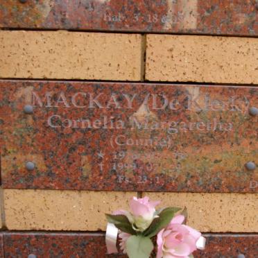 MACKAY Cornelia Margaretha nee DE KLERK 1916-1999