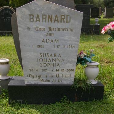 BARNARD Adam 1905-1984 &amp; Susara Johanna Sophia 1912-2000