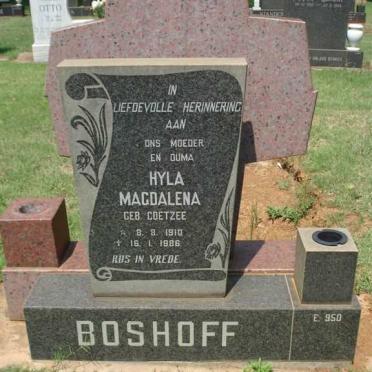 BOSHOFF Hyla Magdalena neé COETZEE 1910-1986