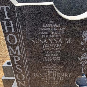 THOMPSON James Henry Alfred 1952-2008 :: THOMPSON Susanna Magdalena 1975-1992