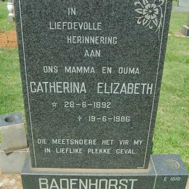 BADENHORST Catherina Elizabeth 1892-1986