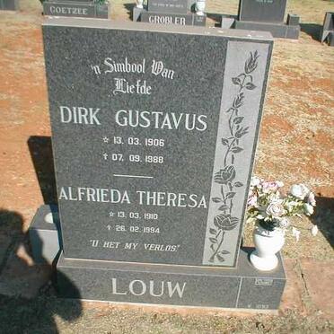 LOUW Dirk Gustavus 1906-1988 &amp; Alfrieda Theresa 1910-1994