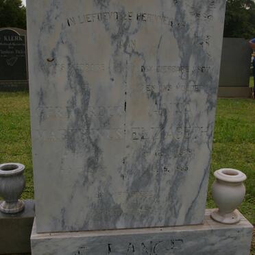 LANGE Gerhardus Marthinus, de 1928-2002 &amp; Anna Elizabeth 1929-1985