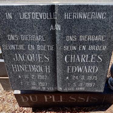 PLESSIS Charles Edward, du 1975-1997 :: DU PLESSIS Jacques Hinedrich 1982-1987