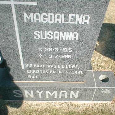 SNYMAN Magdalena Susanna 1915-1995