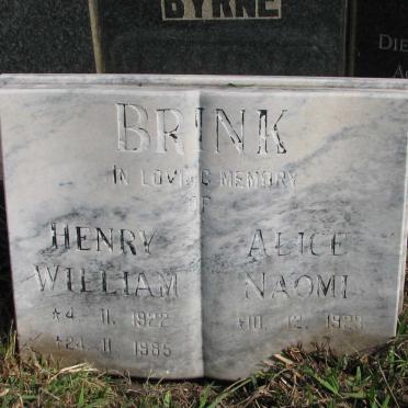 BRINK Henry William 1922-1985 &amp; Alice Naomi 1923-