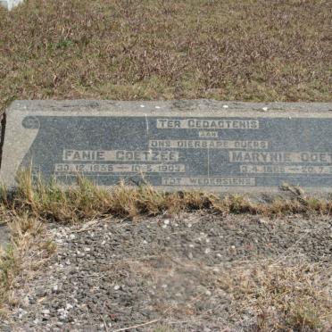 COETZEE Fanie 1855-1903 &amp; Marynie 1865-1927