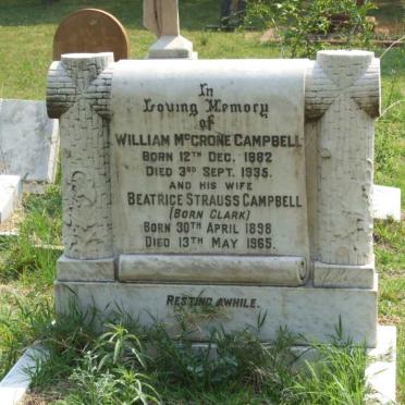 CAMPBELL William McCrone 1882-1935 &amp; Beatrice Strauss CLARK 1898-1965