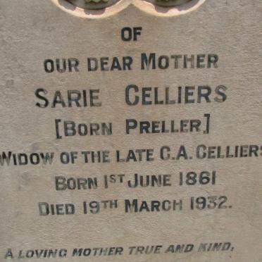 CELLIERS Sarie nee PRELLER 1861-1932
