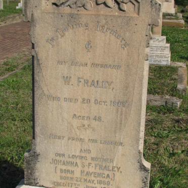 FRALEY W. -1909 &amp; Johanna S.F. HAVENGA 1869-1930