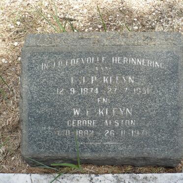 KLEYN I.J.P. 1874-1951 &amp; W.E. ALSTON 1882-1978