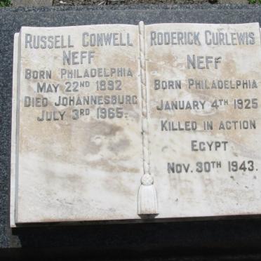 NEFF Russell Conwell 1892-1965 :: NEFF Roderick Curlewis 1925-1943