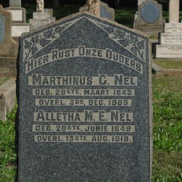 NEL Marthinus C. 1845-1909 &amp; Alletha M.E. 1849-1919