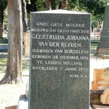 REYDEN Geertruida Johanna, van der nee VAN BORSELEN 1851-1933
