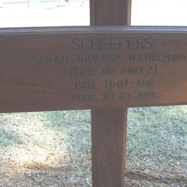 SCHEEPERS Sarah Johanna Wilhelmina nee DU PREEZ 1918-1991